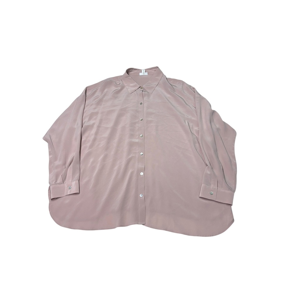 J.Jill Washable Silk Blouse Mauve Pink Oversized Button Down Shirt Womens 2X